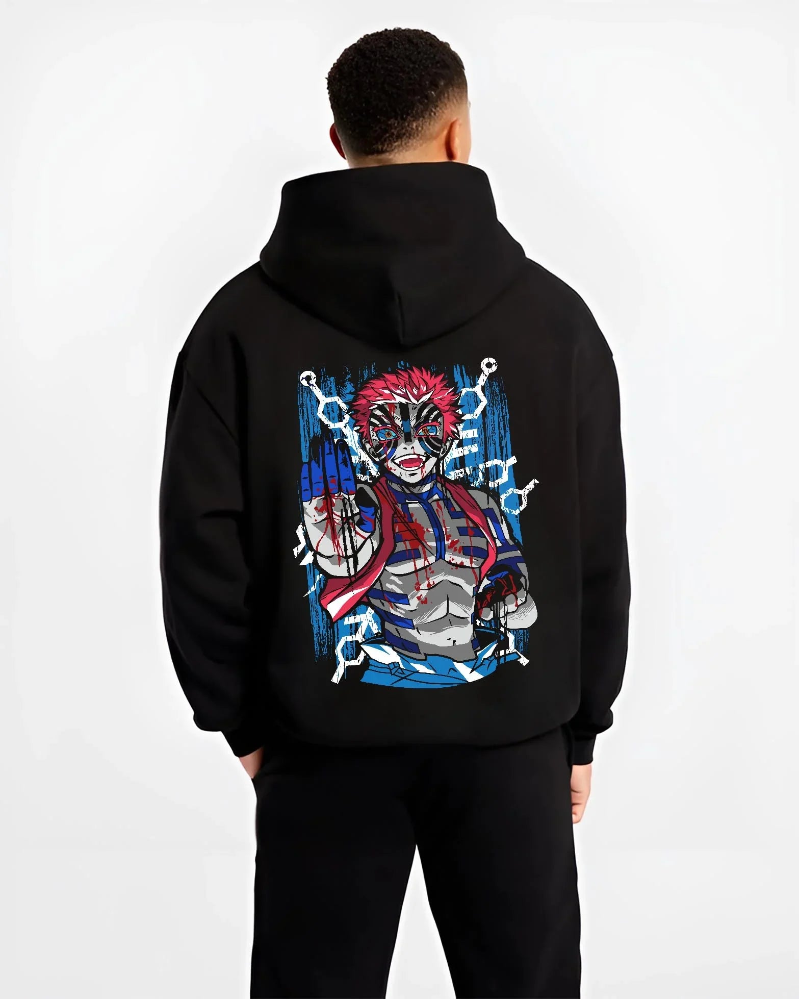 AKAZAN_B.black-hoodie-male-back-view AKAZAN B.black hoodie male back view - Demon Slayer EU Store