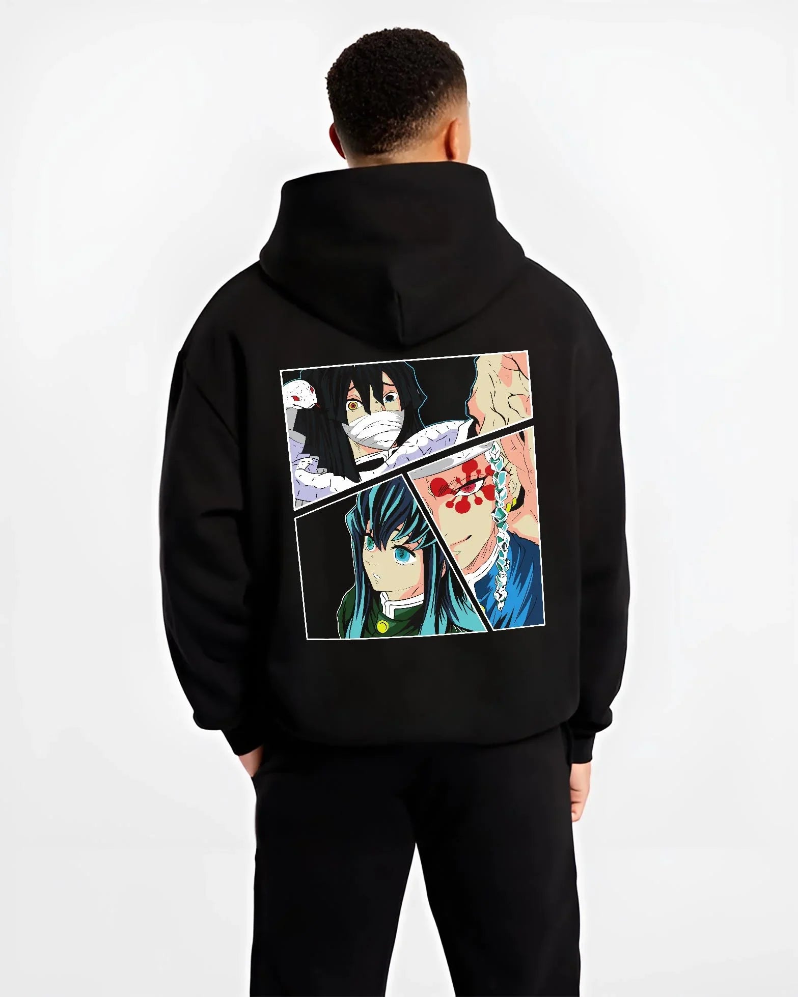 HSHR15_B.black-hoodie-male-back-view HSHR15 B.black hoodie male back view - Demon Slayer EU Store