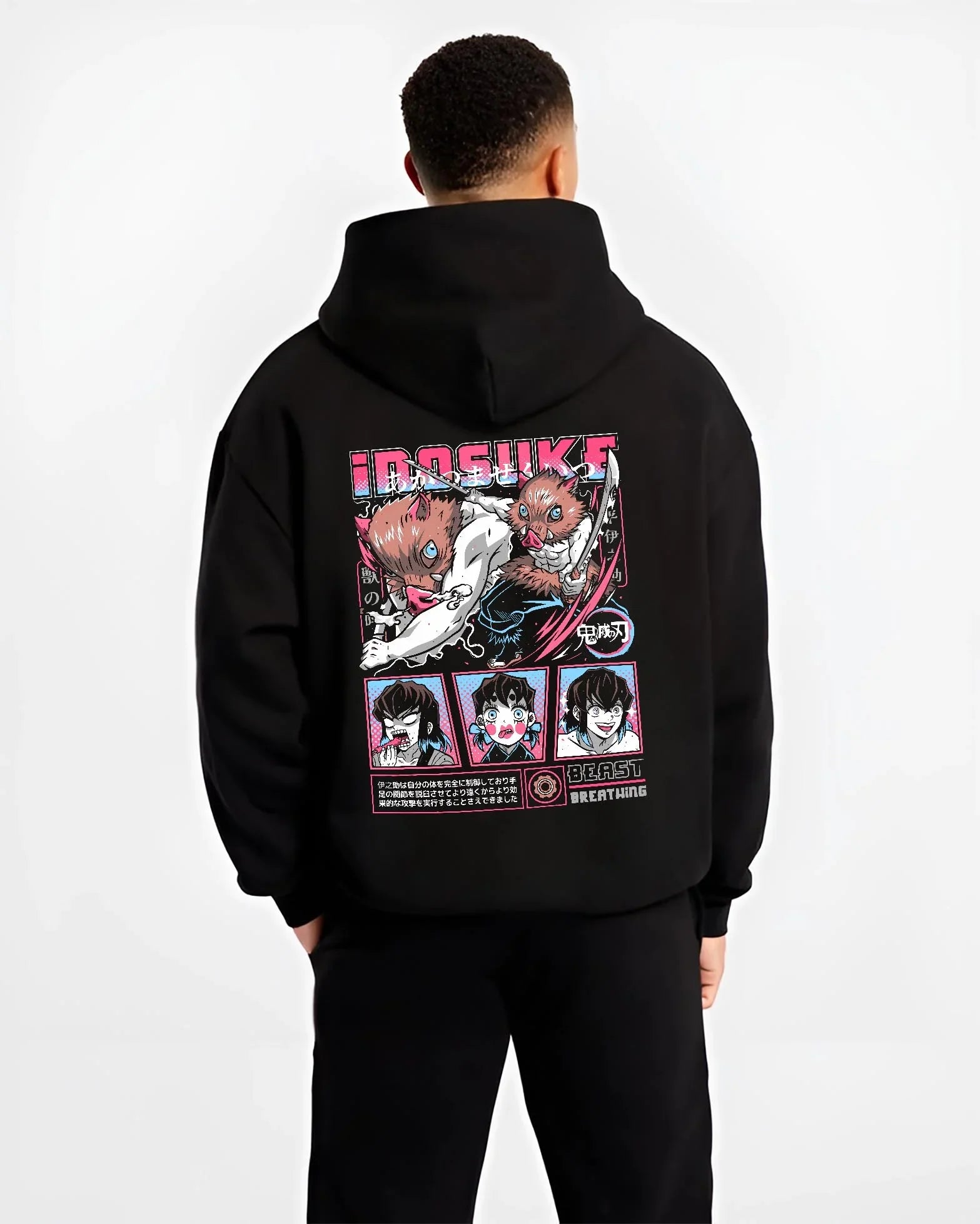 INOMNT_B.black-hoodie-male-back-view INOMNT B.black hoodie male back view - Demon Slayer EU Store
