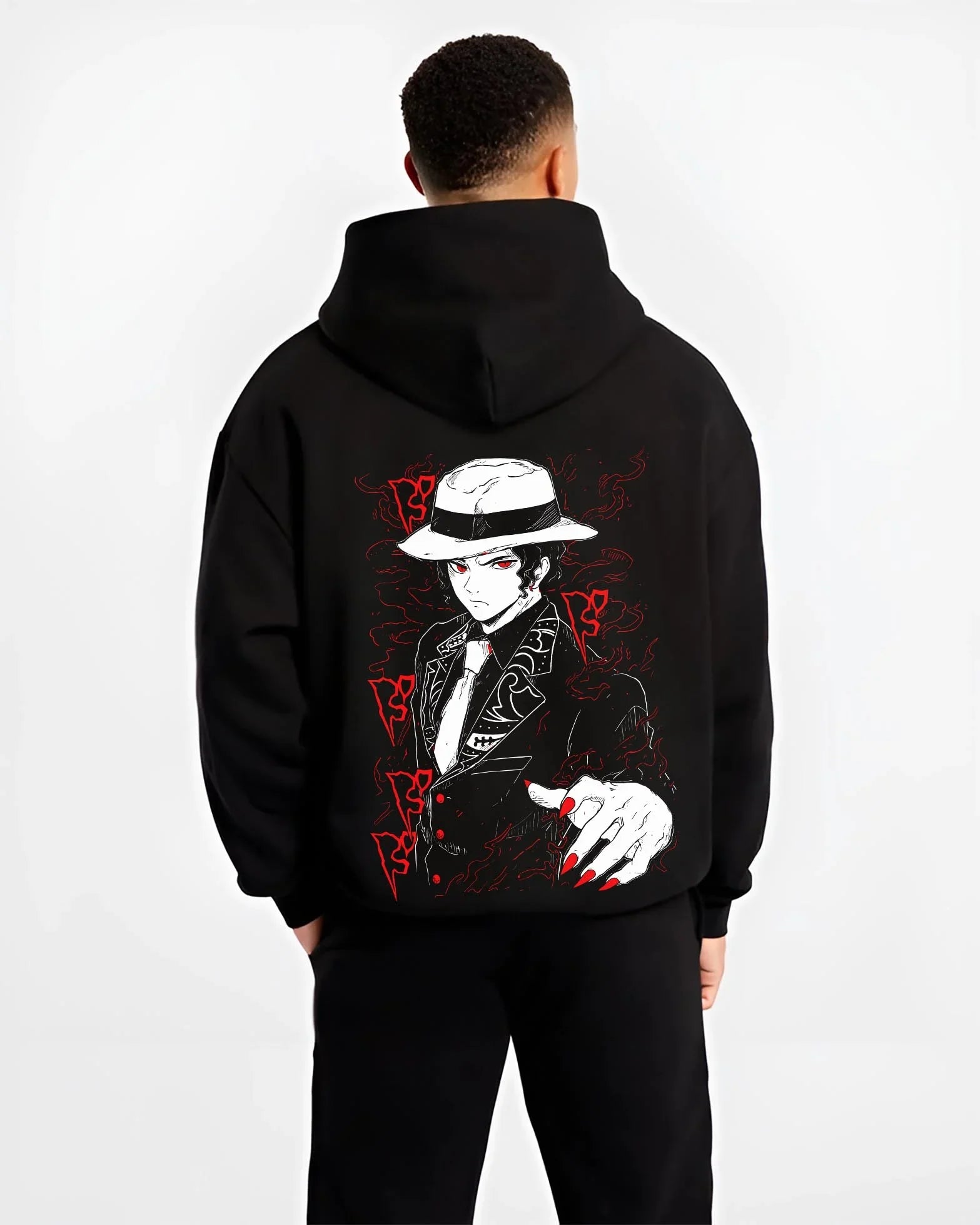 MUZPORT_B.black-hoodie-male-back-view MUZPORT B.black hoodie male back view - Demon Slayer EU Store