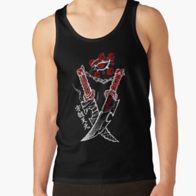 Tengen Uzui Demon Slayer Katana Blades White And Red Contrast Design Tank Top