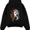 rengoku demon slayer black hoodie flat back design - Demon Slayer EU Store