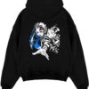 tanjiro demon slayer black hoodie flat back design - Demon Slayer EU Store