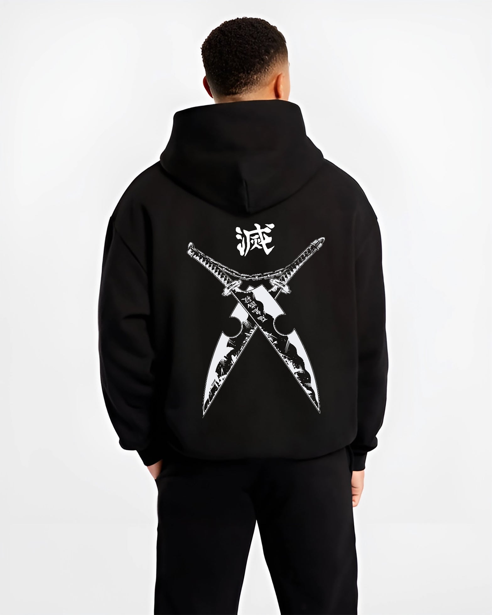 tengen-uzui-demon-slayer-black-hoodie-male-back-view tengen uzui demon slayer black hoodie male back view - Demon Slayer EU Store