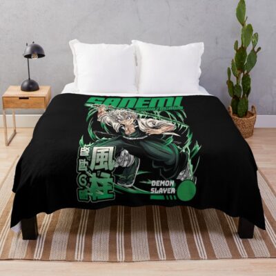 Sanemi Shinazugawa Wind Hashira Profile Throw Blanket