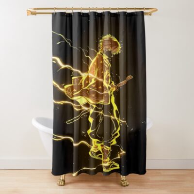 Demon Slayer Zenitsu Agatsuma Lightning Anime Shower Curtain