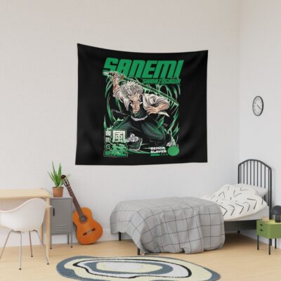 Sanemi Shinazugawa Wind Hashira Green Text Tapestry