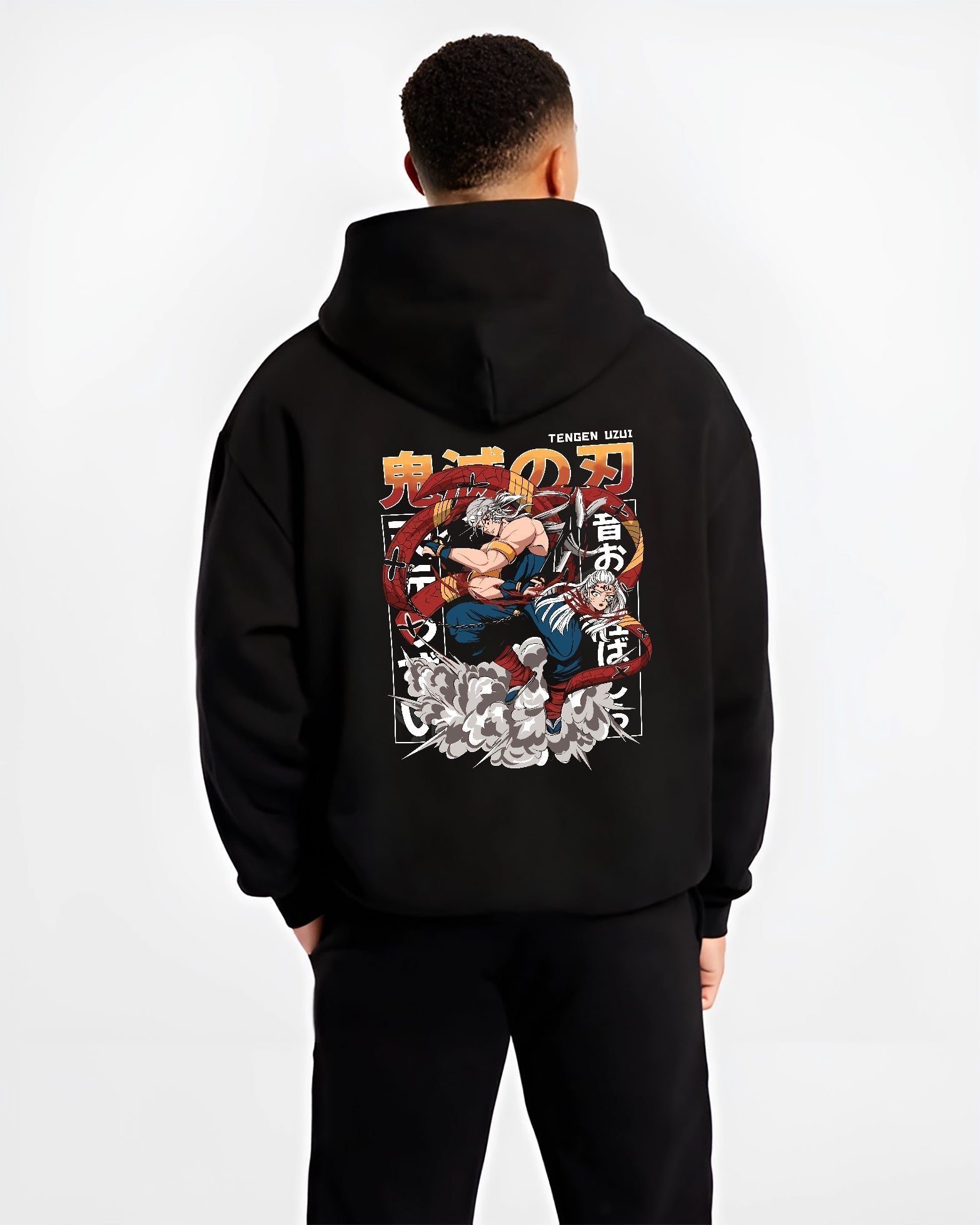 uzui-tengen-demon-slayer-black-hoodie-male-back-view uzui tengen demon slayer black hoodie male back view - Demon Slayer EU Store